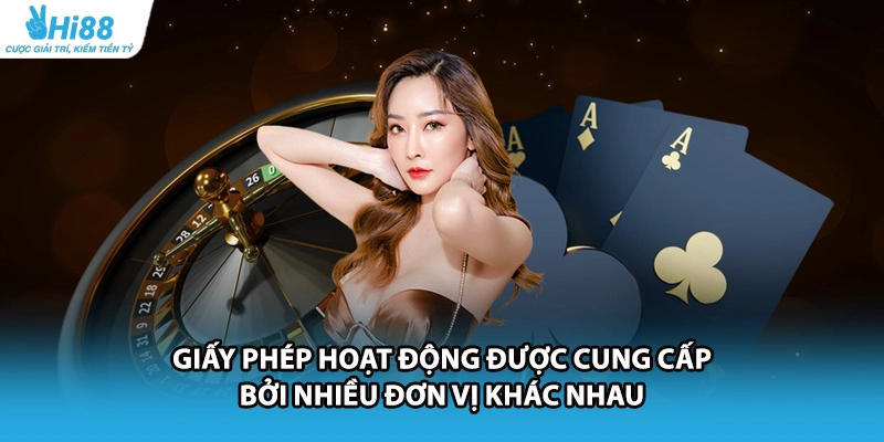 Giấy phép hoạt động được cung cấp bởi nhiều đơn vị khác nhau