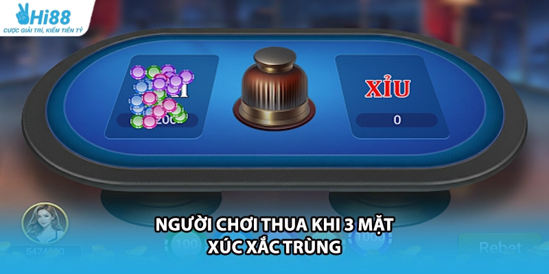 Người chơi thua khi 3 mặt xúc xắc trùng
